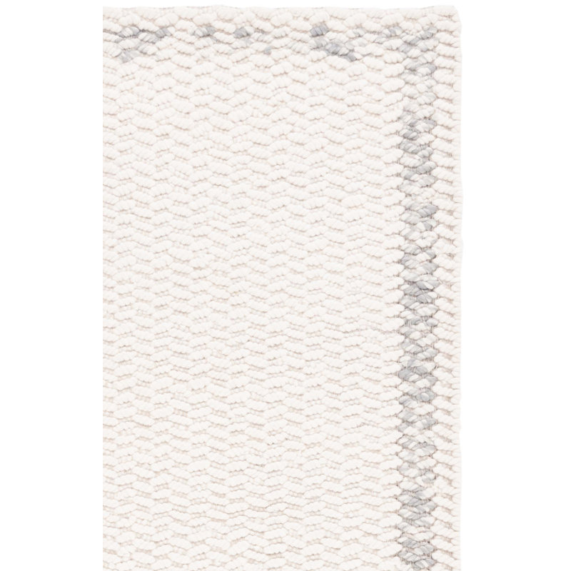 Tapis gris / ivoire en laine / coton tissé à la main Natura, Tapis de couloir 2 pi 3 po x 8 pi