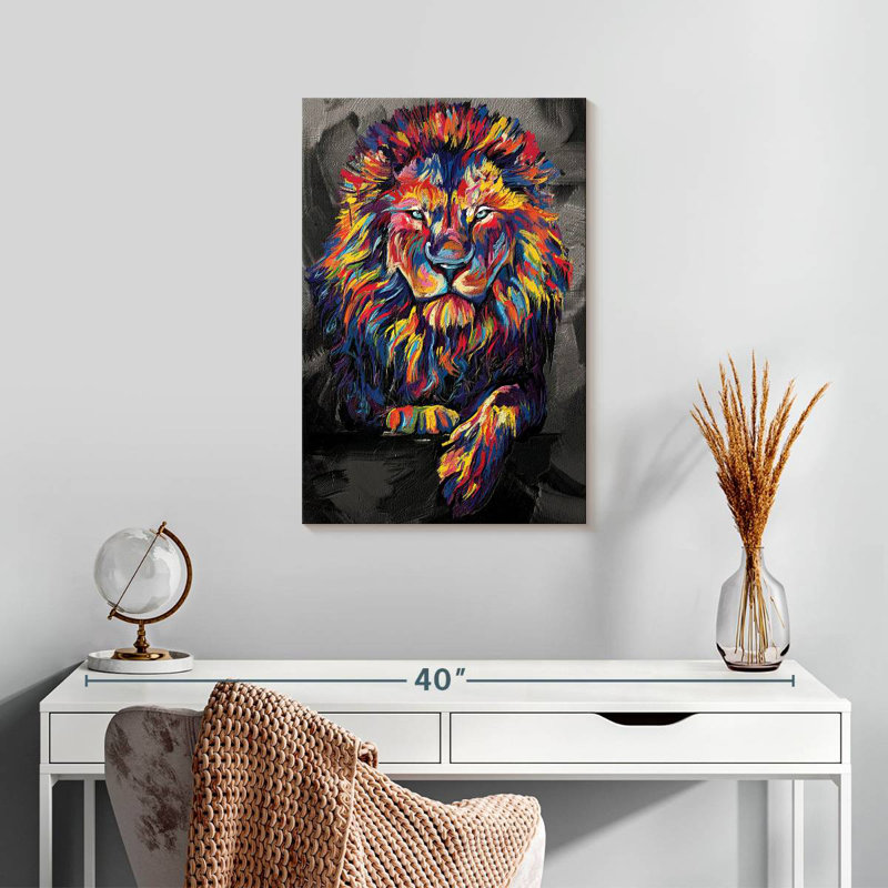Brampt Lion Lounge couleur abstraite, H 24 po x l 16 po