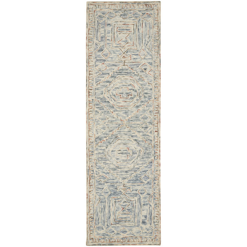Tapis bohème multicolore bleu Farhaad 2 pi 3 po x 7 pi 6 po, Tapis de couloir 2 pi 3 po x 7 pi 6 po