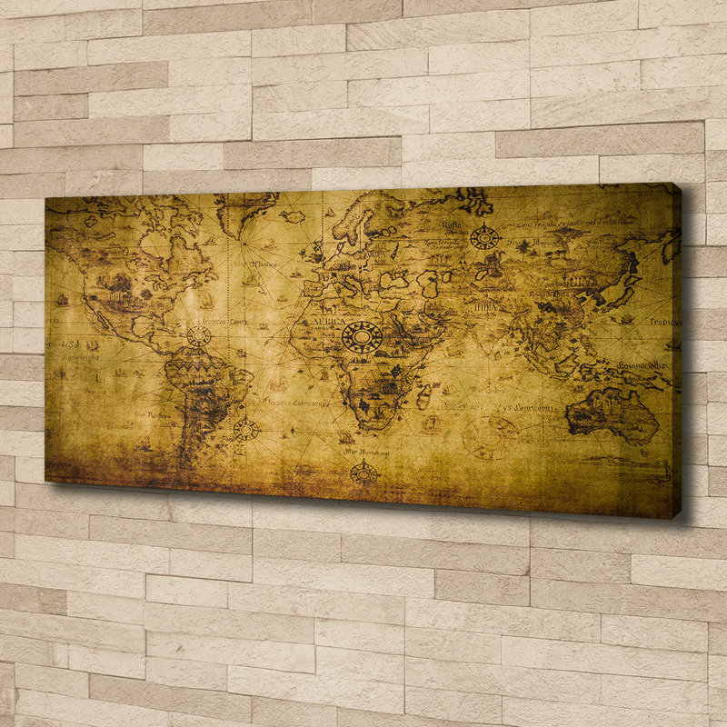 Old map of the world 1 Piece Wrapped Canvas Wall Art