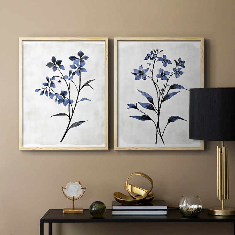 Série FLORAL - Impression encadrée de qualité supérieure - Prêt à accrocher - aucun clou requis - aucun clou requis