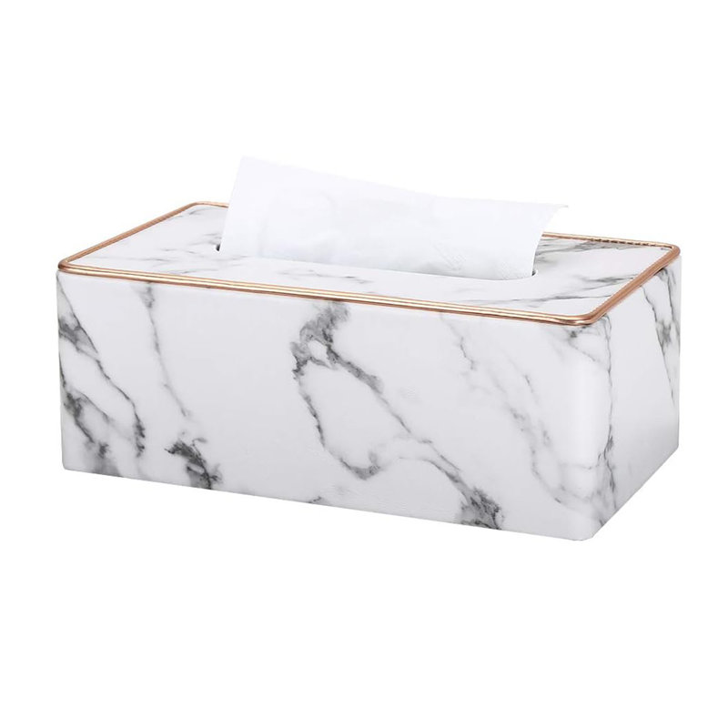 Tissue Box Cover, White/Grey