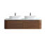 Meuble-lavabo de 60 po avec lavabo, meuble-lavabo mural noyer avec porte-serviettes gratuit-134280861-134280863