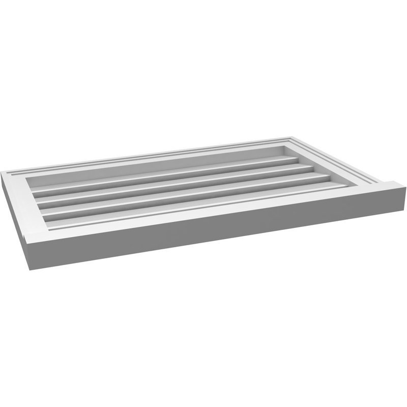 Évent à pignon fonctionnel en uréthane rectangulaire à fixation en surface, brun clair apprêté, H 18 po x l 30 po x P 2 po