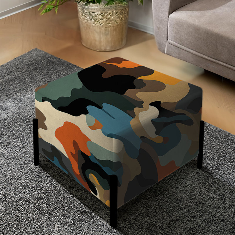 Tribal Camouflage Essence - Abstract Square Ottoman