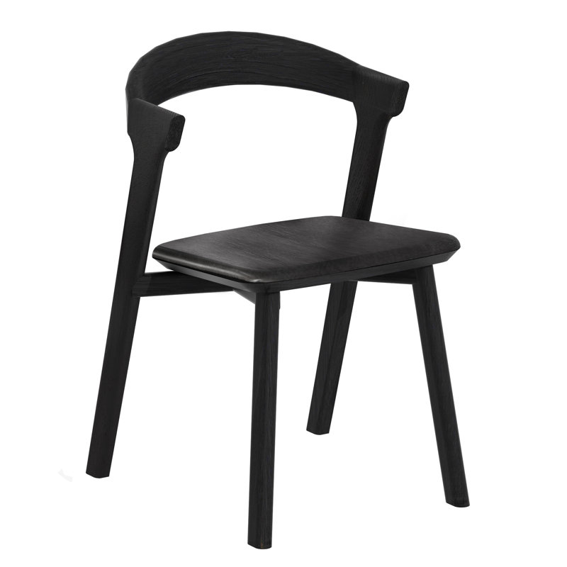 Bok Leather Dining Chair, Black Leather, Black