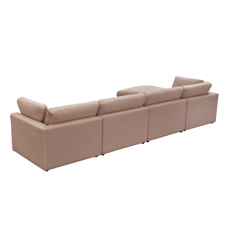 Elegance Judith Linen Modular Sofa Chaise For Bedroom, Pink 100% Linen