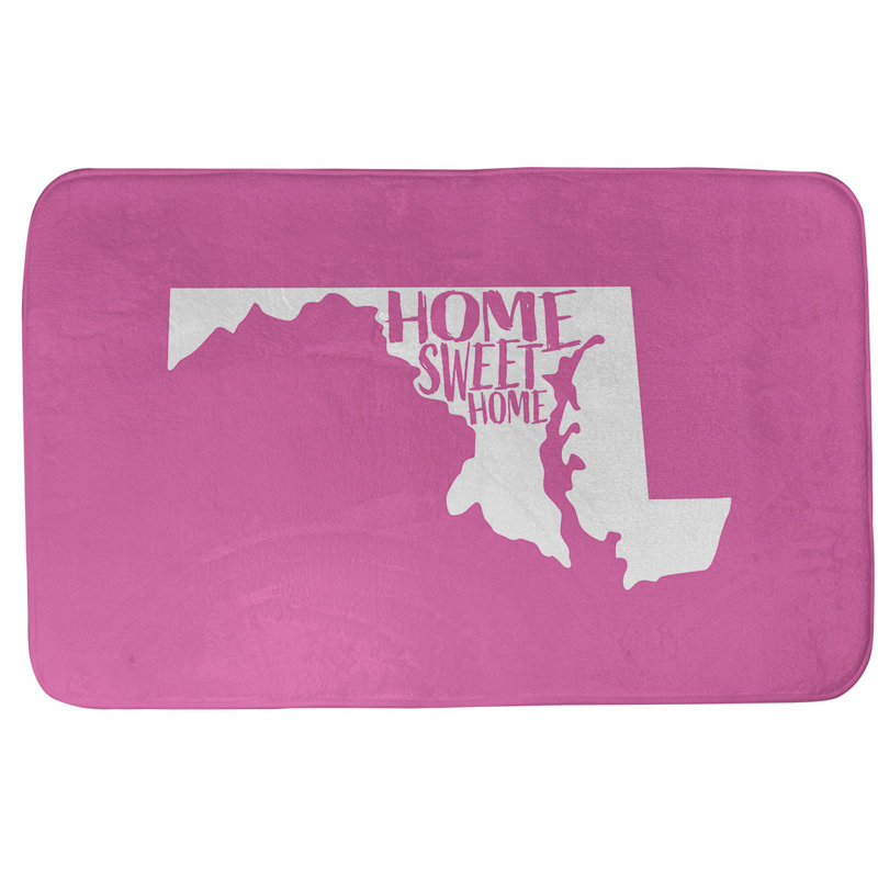 Tapis rectangulaire antidérapant pour salle de bain, L 21 po x L 34 po, Bleu, Home Sweet Home Maryland