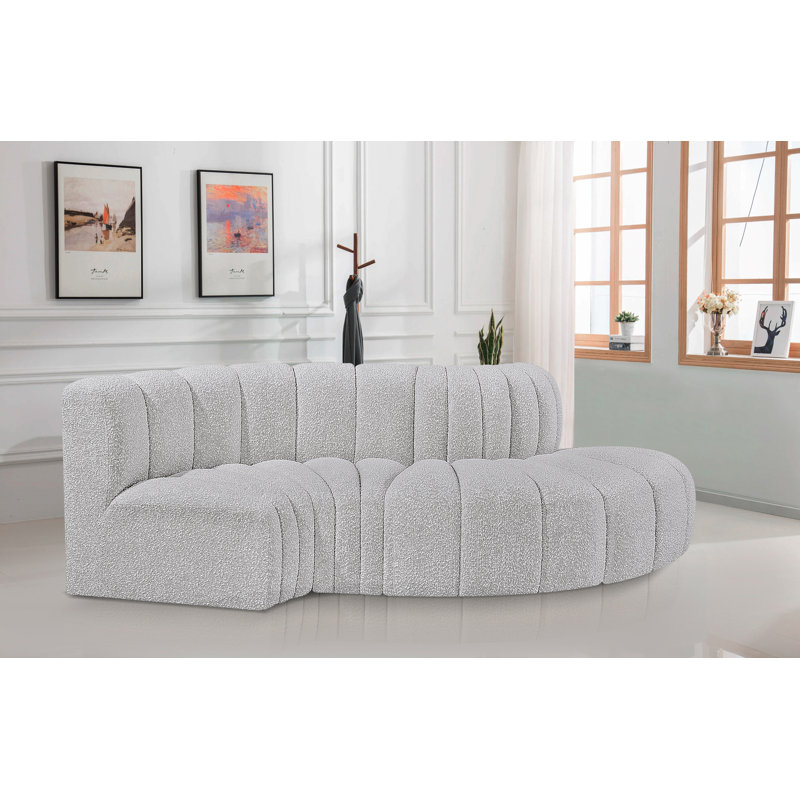 Canapé et méridienne rembourrés Houssam, Tissu gris bouclé