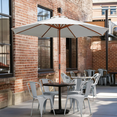 Arlmont & Co. - Parasol de jardin en bois avec parasol de table et parasol 9 pi 9 pi