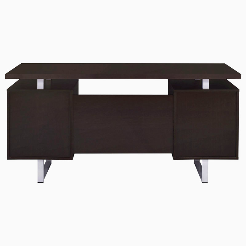 Weathered 2-Drawer Floating Top Office Desk, Cappuccino