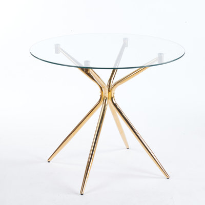 Metal Leg Dining Table With Tempered Glass Surface, Space - Efficient For Home Living, Stable And Attractive Table, Adjustable Different Spaces, Simple Assembly Steps