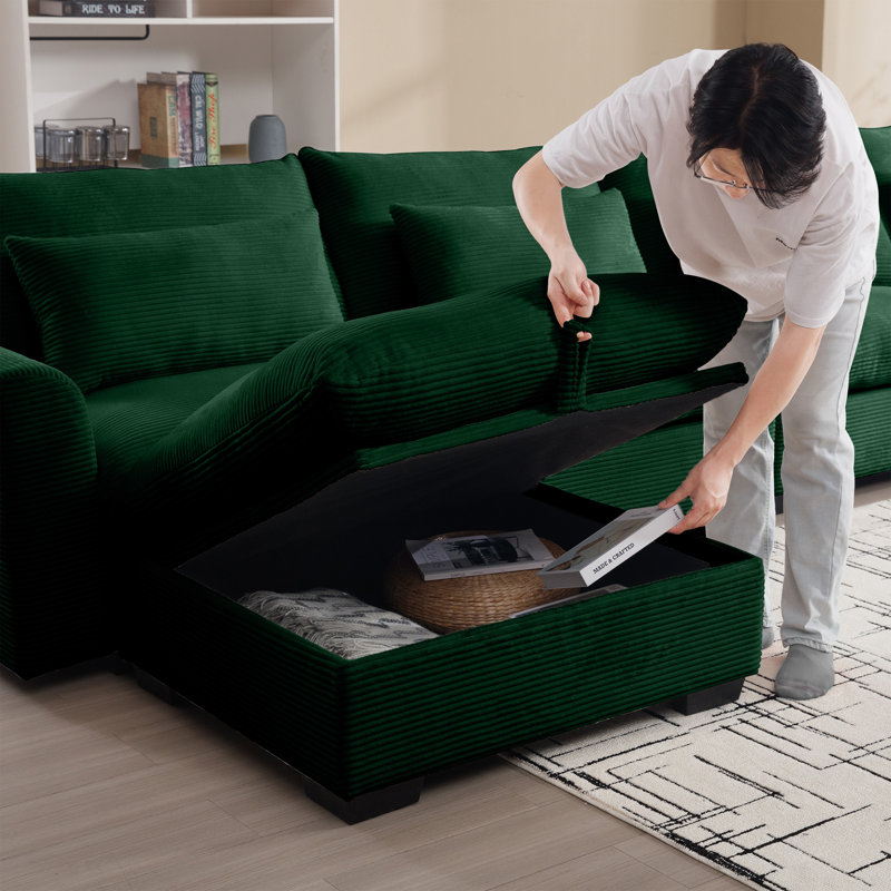 Modern Sofa Sectional Sofa Couch Modular Sofa Convertible Sofa Living Room Couch, 33" H x 76.7" W x 57.4" D, Green