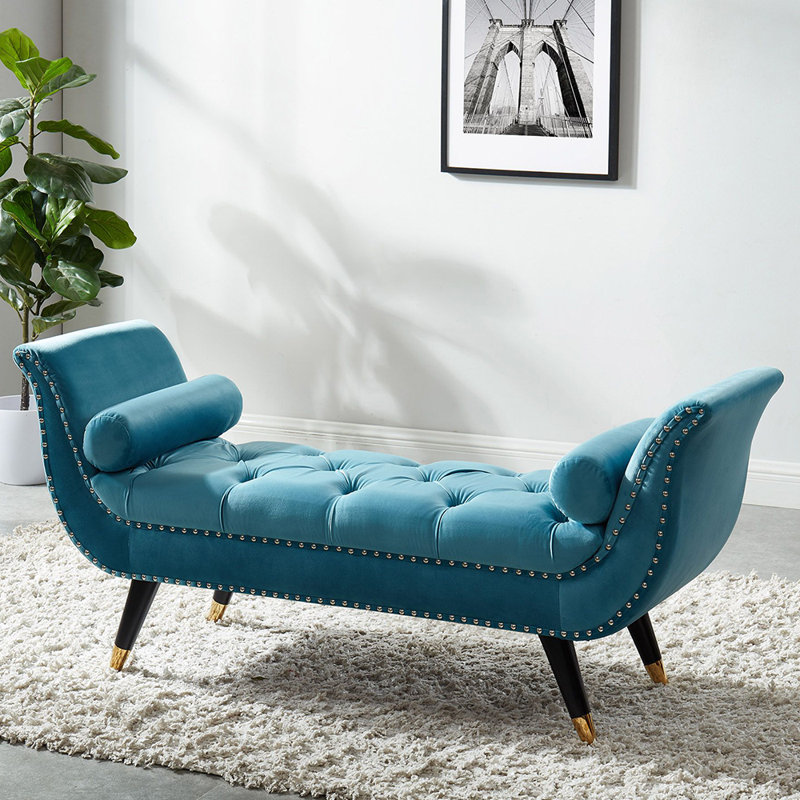 Banc avec accoudoirs en velours Ahmena