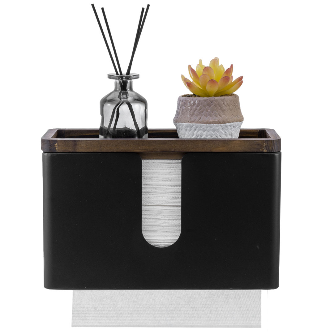 Wall Matte Black Metal Paper Towel Holder Latitude Run®