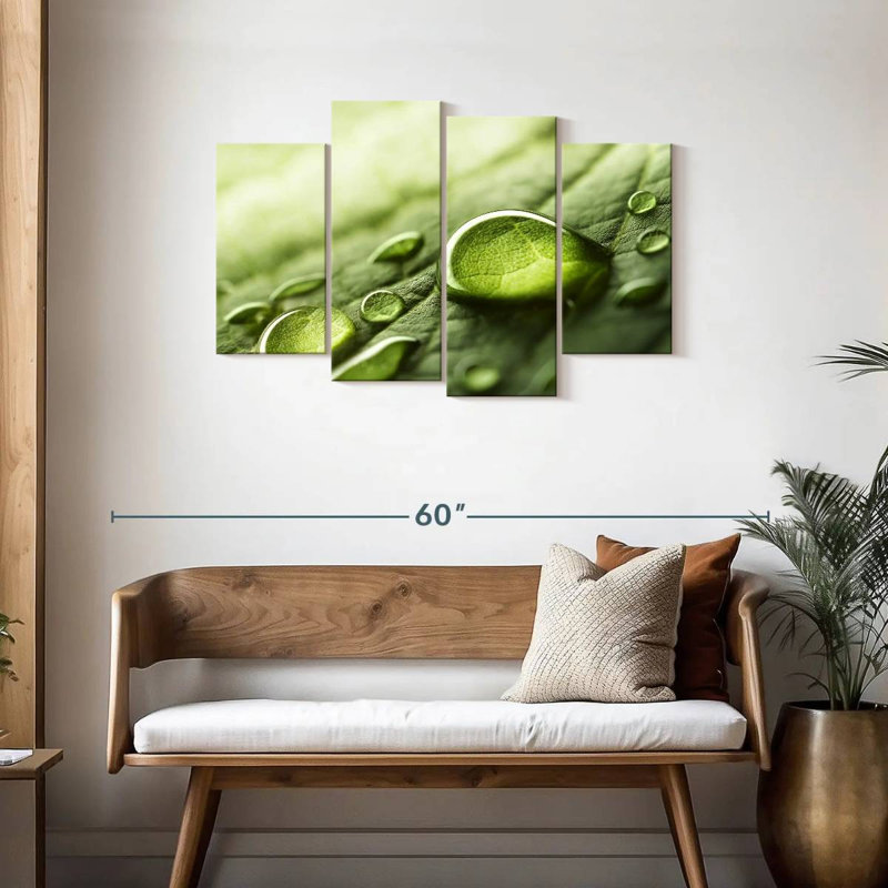 Harnek Dewdrops sur feuille verte, H 27 po x l 43 po