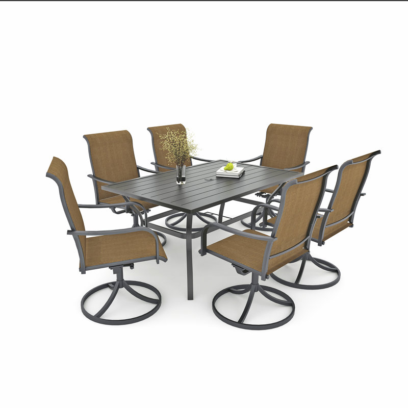 6 - Person Rectangular Steel Outdoor Dining Set, Yellow
