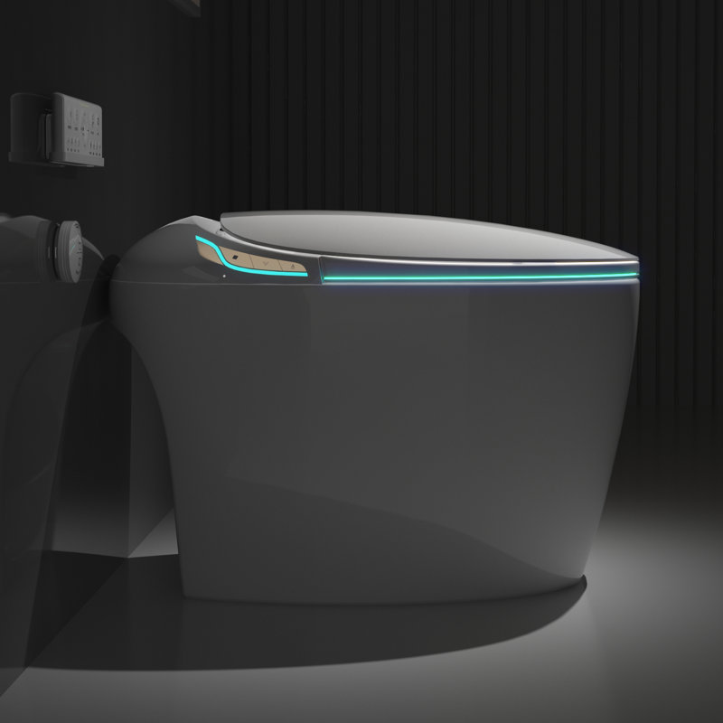 Egg Shaped Smart Toilet with Built-in Bidet Intelligent Modern Toilet with LED Display, Auto Open/Close Seat, Warm Water & Dryer, 4 Washing Modes