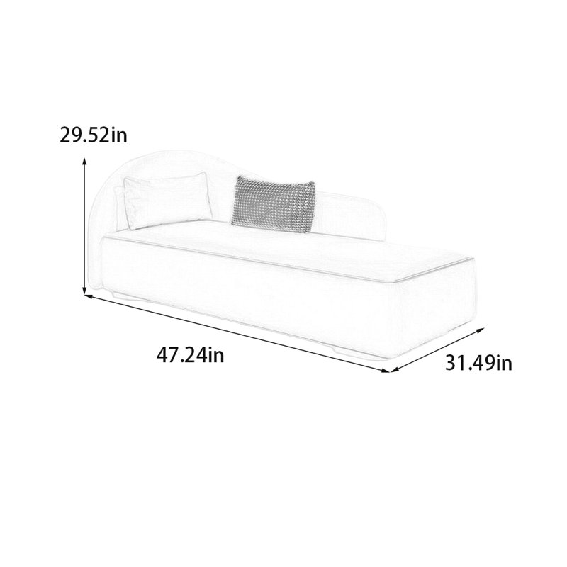 Chaises longues confortables en éponge et en bois massif, Gris, Orienté à gauche (vu de face)