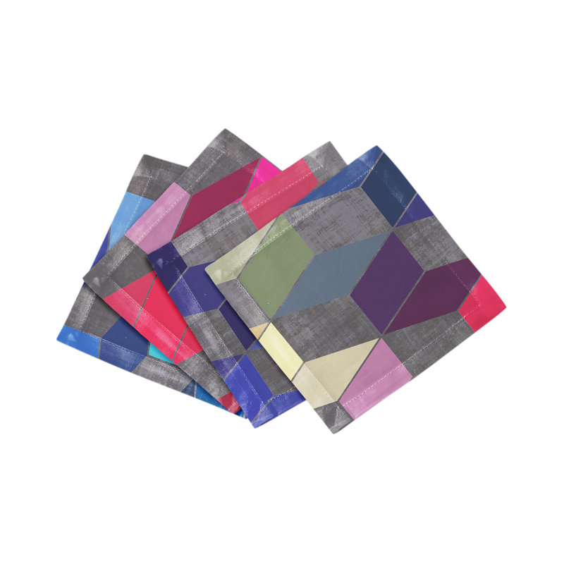 Serviettes de cocktail en satin de coton Modern Steps, Été