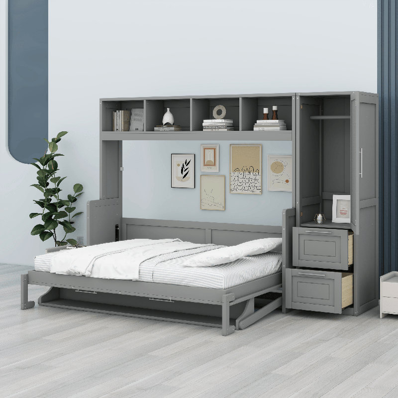 Lit escamotable avec placard Murphy, Gris