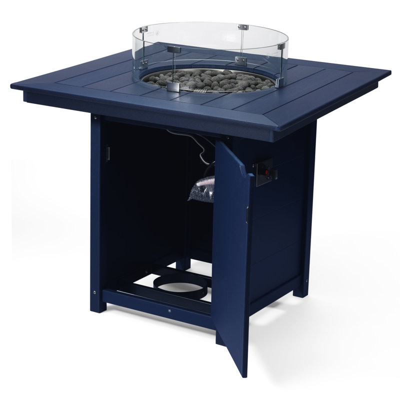 Table carrée avec foyer 42 po, 42.25" H x 42.25" W x 42.25" D, Blue