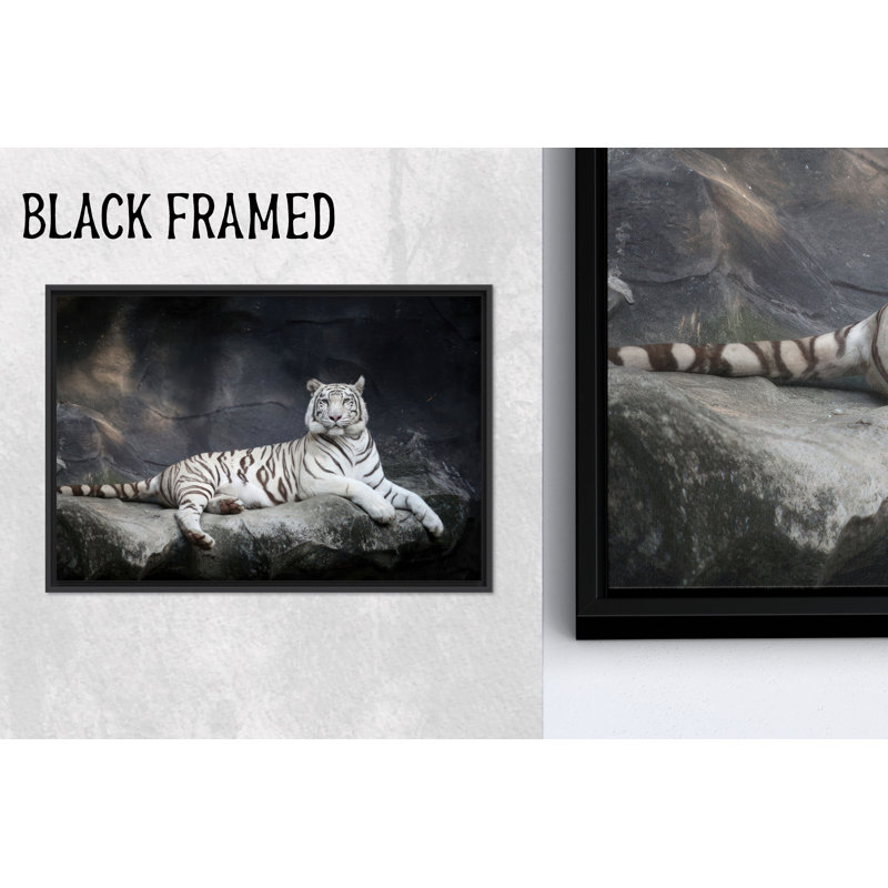 Élégant tigre blanc, reproduction d'art sur toile, animal mural minimaliste 1P, 27,6 po H x 39,4 po l