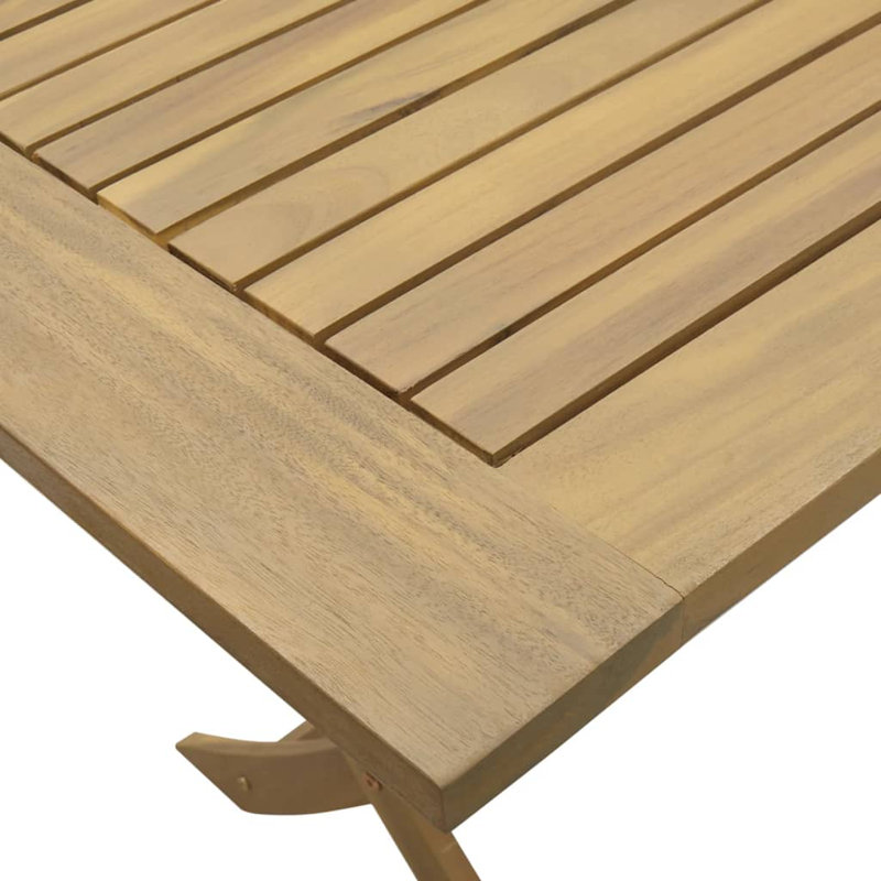  Garden Table Light Brown Solid Acacia Wood Medium Foldable