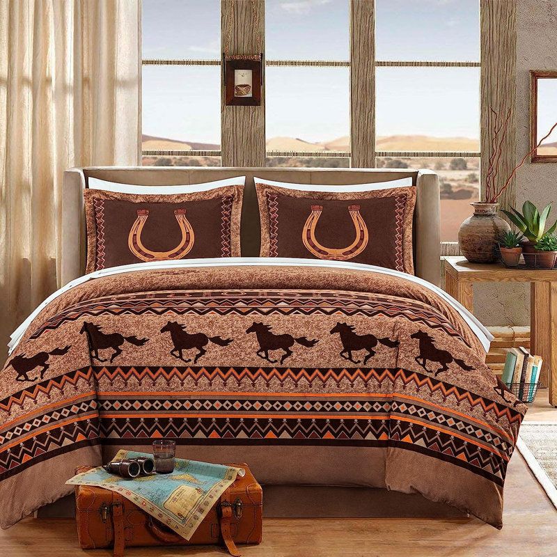Maverick 7-Piece Southwestern Microsuede Comforter Set and Sheets, Full Comforter + 6 Additional Pieces