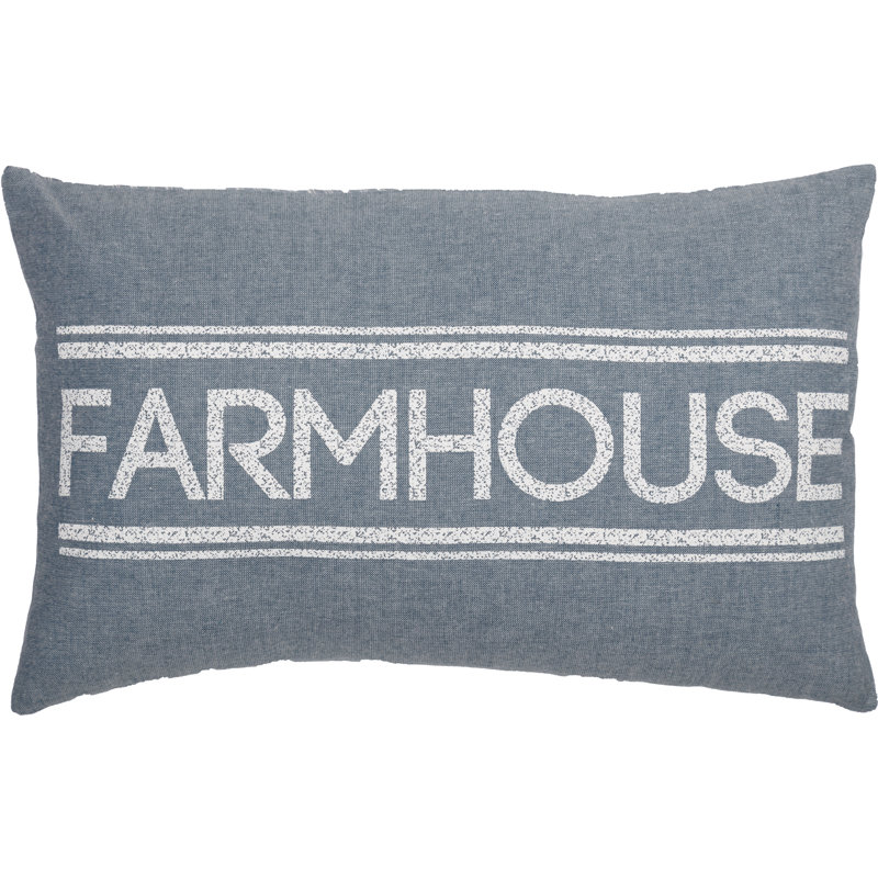 Housse et insert de coussin rectangulaire en coton Sawyer Mill, Bleu denim / blanc cassé