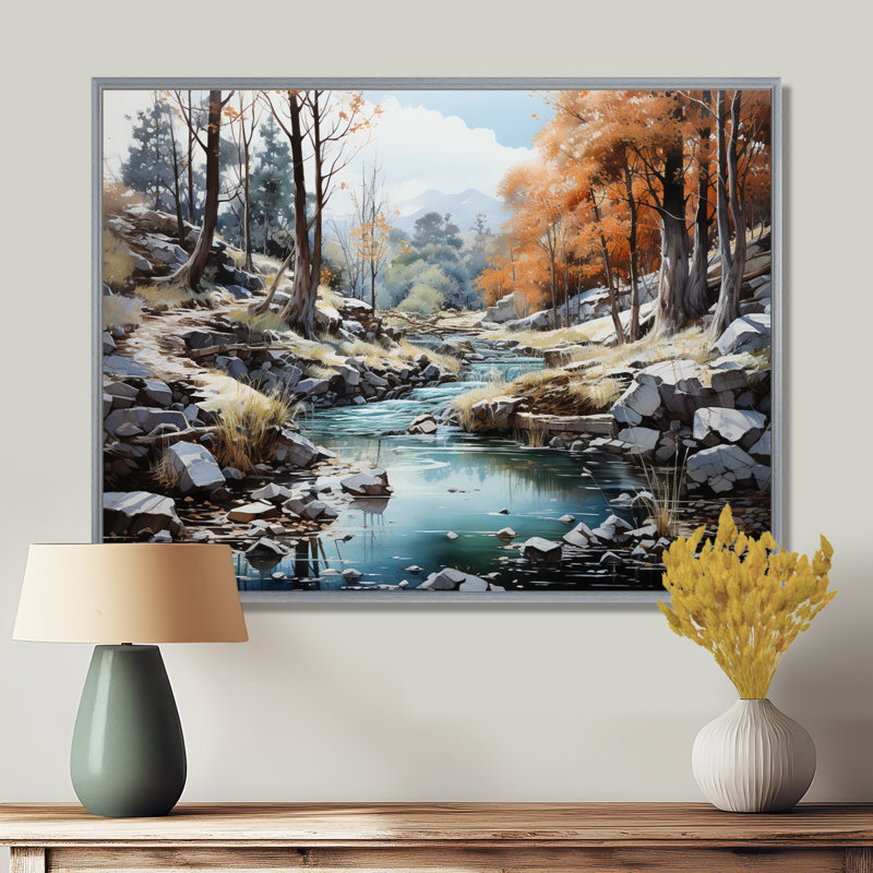 Cascade de sérénité, impression d'art mural, H 30 po x l 40 po x P 1,5 po, Encadrement argenté