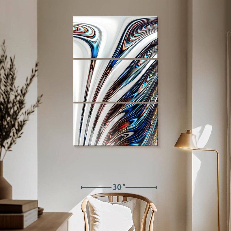 Abstrait chrome liquide Avery, H 65 po x l 42 po