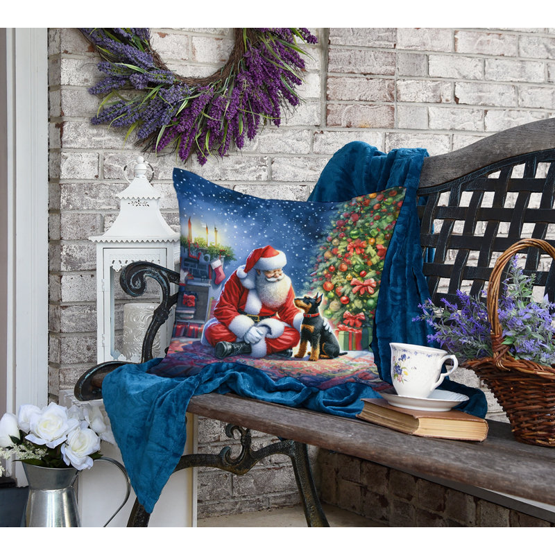 Coussin Manchester Terrier and Santa Claus, H 18 po x l 18 po
