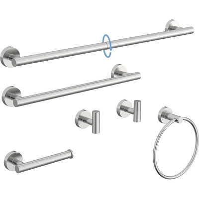 Ensemble de quincaillerie de salle de bain en nickel brossé 6 pièces DetachPro