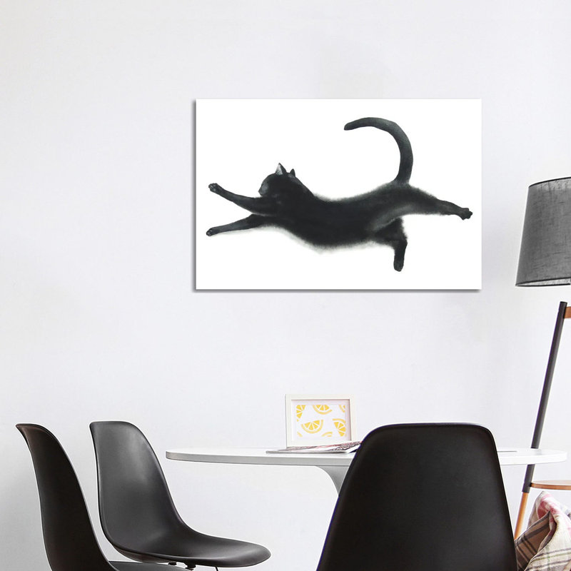 Yoga Black Cat I by Alexey Dmitrievich Shmyrov - Wrapped Canvas Gallery-Wrapped Canvas Giclée