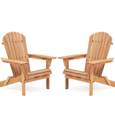 Wooden Patio Folding Chair Of 2. Fits Lawn, Garden. Comfortable Seat, Tall . Space Saving. Half Assembled. Brown 2 Lounge For Garden, Pool Side. Classic Style, Relaxing Seat. & Honey