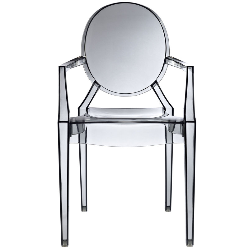 Ethereal Smoke Slim-Design Dining Armchair in Polycarbonate