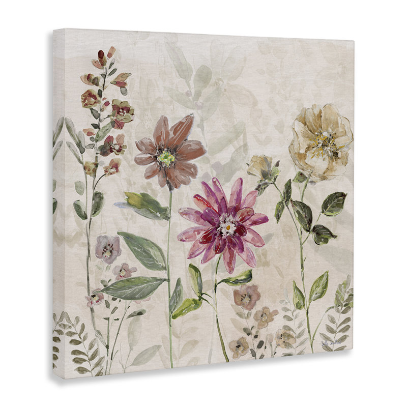 «Earthy Natural Flower Blooms», art mural par Sally Swatland, H 17 po x l 17 po