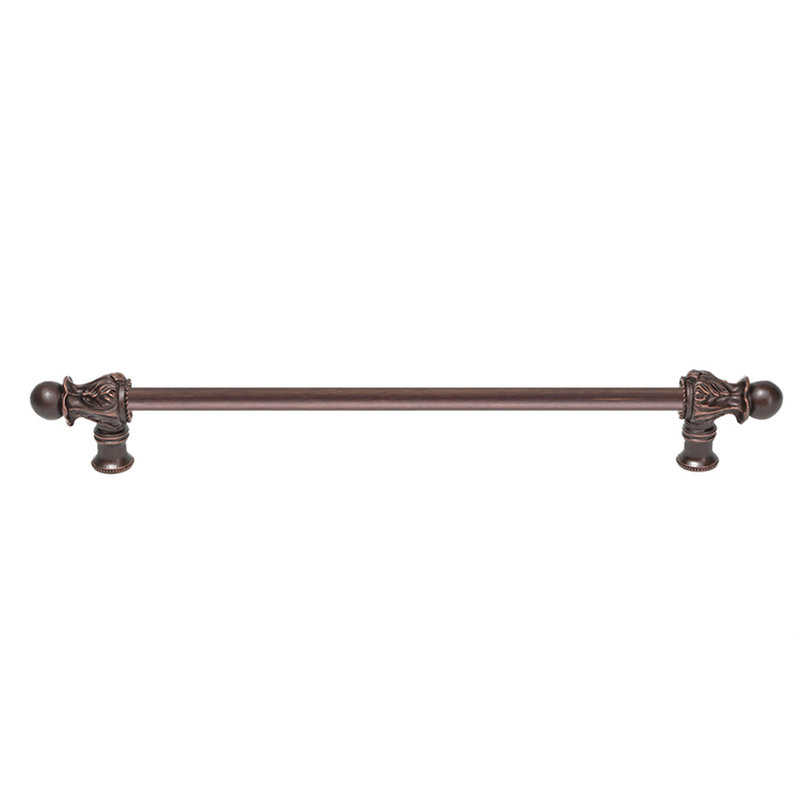 Acanthus 22 inches c.c. with 1/2 round smooth bar long pull Romanesque style in Oil Rub Bronze, 18", Oil Rubbed Bronze