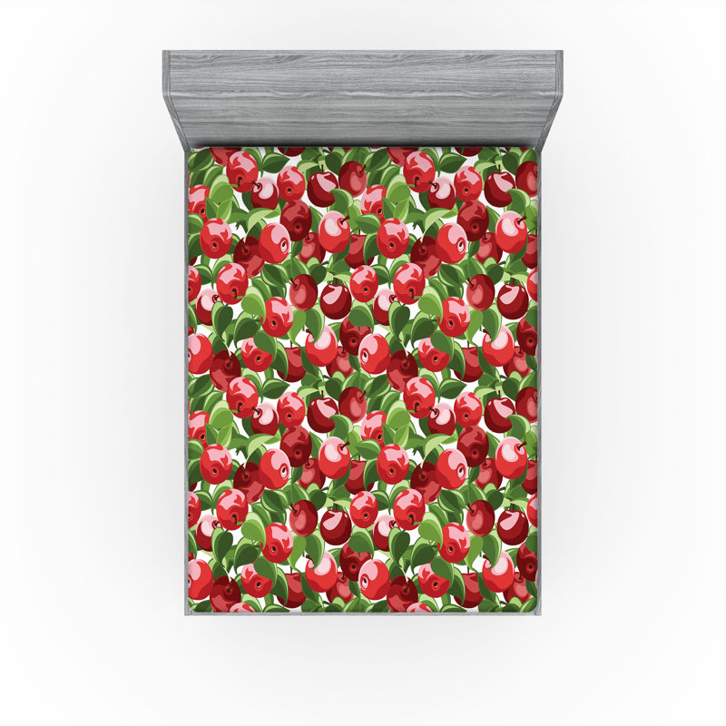 Drap-housse Ambesonne, paquet de 2, Drap-housse grand, Blanc / vert / floral rouge