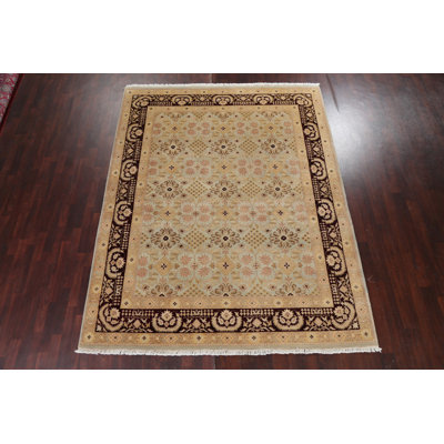 Tapis oriental Agra à teinture végétale noué à la main 8 pi 1 po x 10 pi 4 po