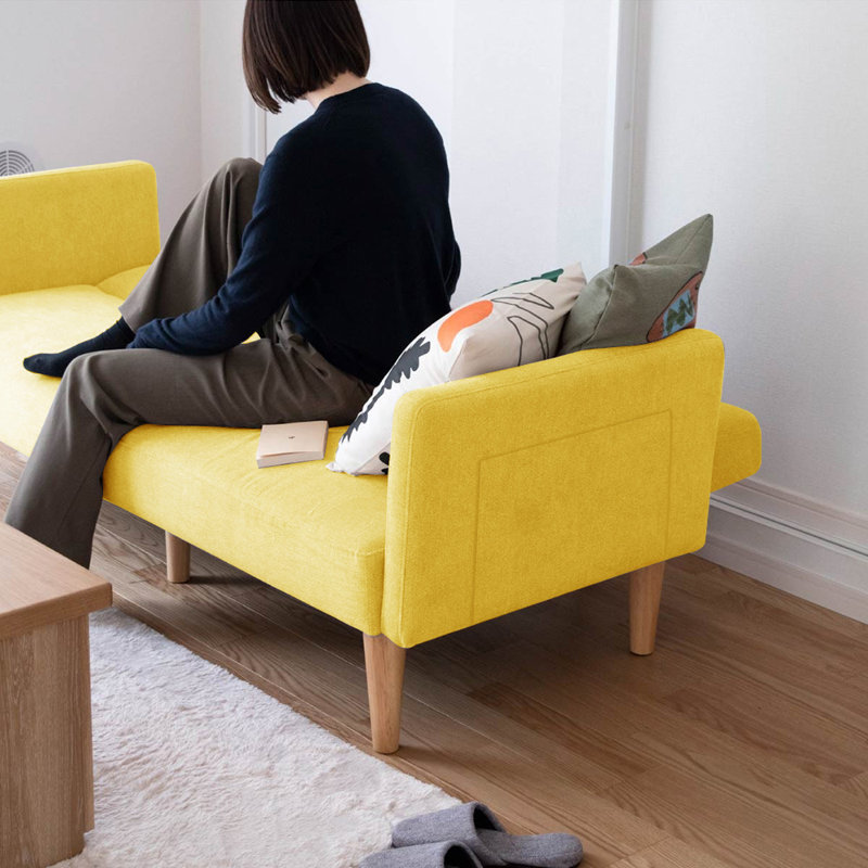 THREE SEATER SOFA BED , Yellow Linen