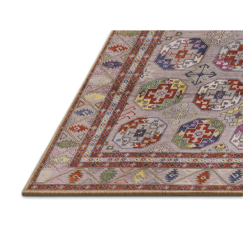 Tapis géométrique brun / gris / bleu, Rectangle 2 pi x 3 pi