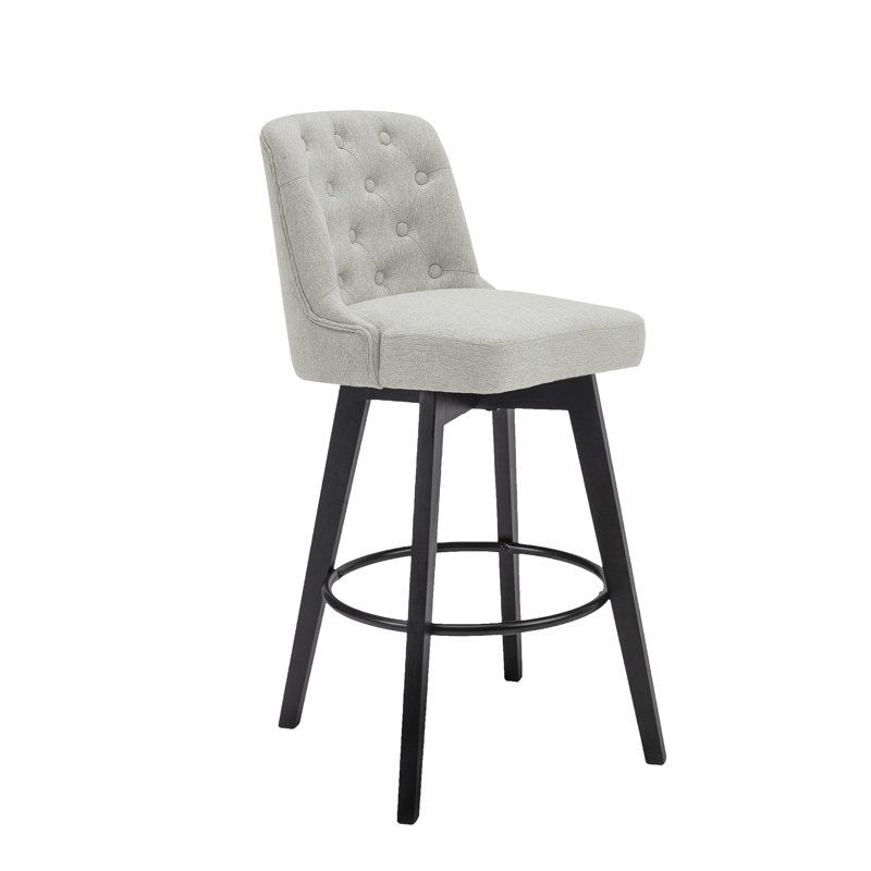 Tabouret de bar pivotant de 30 po avec pieds en bois, Grège, 1, Tabouret de bar (siège d'une hauteur de 30 po)