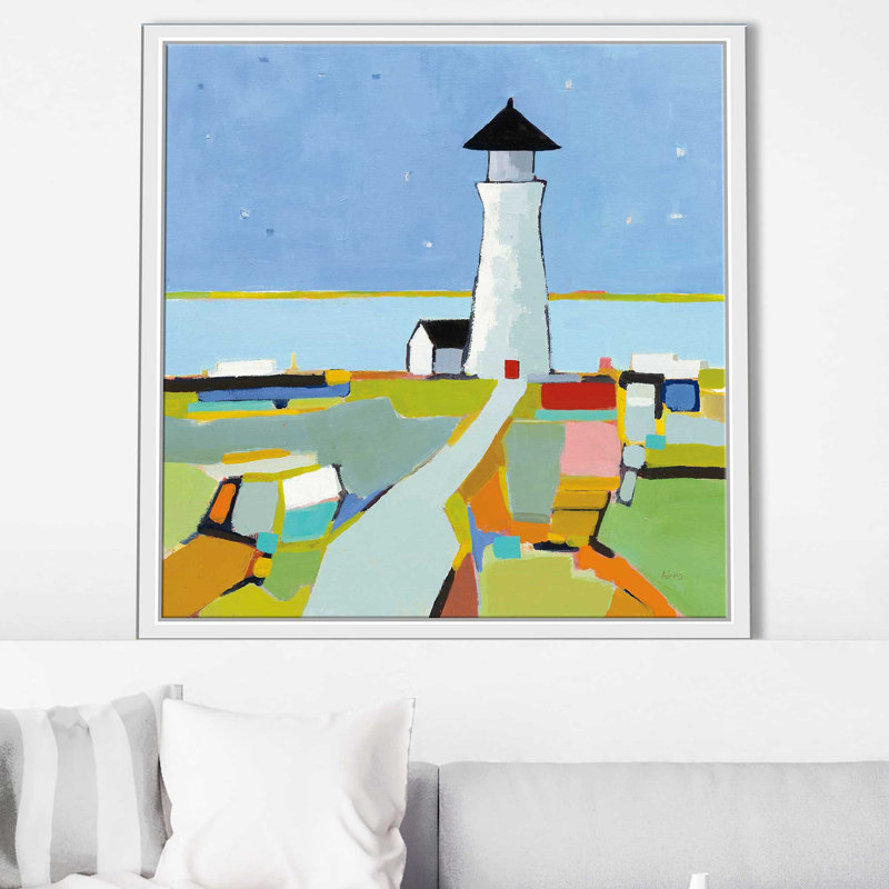 Vers le phare - Peinture, H 27,5 po x l 27,5 po x P 2 po, Cadre flottant blanc