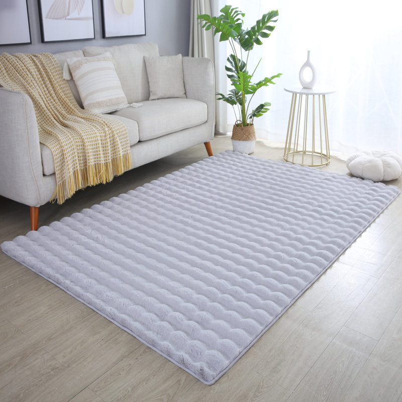 Cotton Knitted Washable Area Rug, Grey, Rectangle 80 x 120 cm