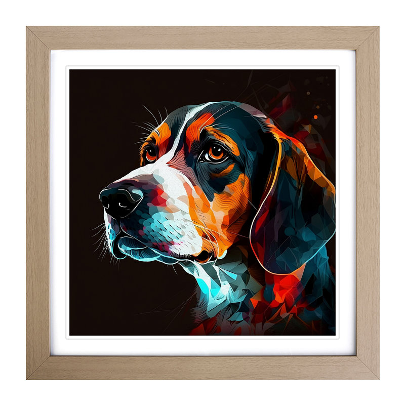 Beagle - Framed Print, Oak