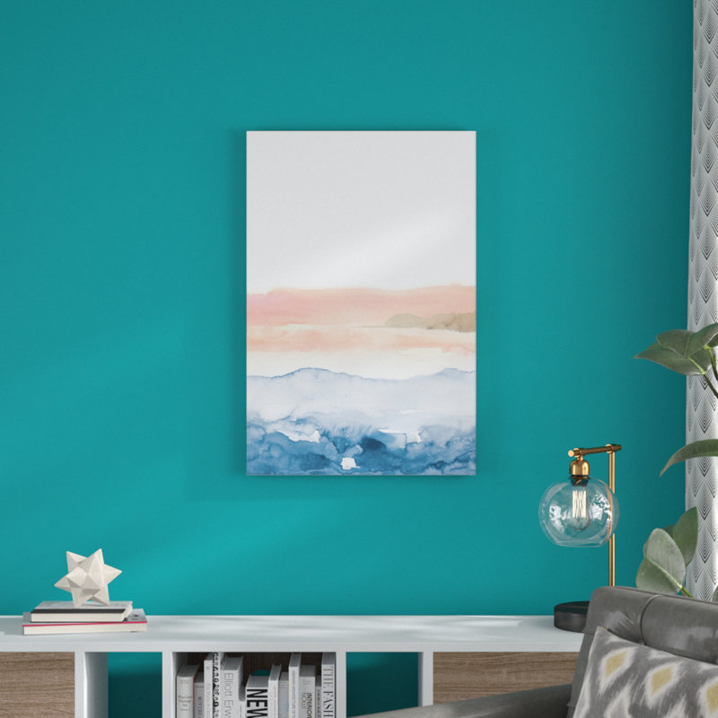«Navy and Blush Pink Watercolor», impression sur toile