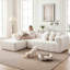 4 Canapé modulaire Cloud de 107,9 po avec méridienne en forme de L, canapé rembourré moderne pour le salon, mousse blanche et matériau à ressorts, sans assemblage, conception flexible pour s'adapter aux agencements, canapé profond confortable-133215652