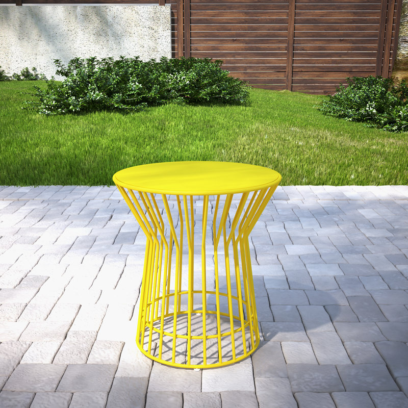 Pennard Round Metal Outdoor Side Table , 55.62cm cm W 51cm cm D, Yellow